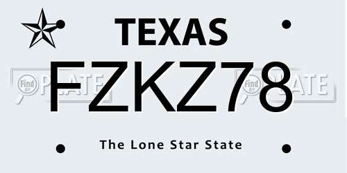 FZKZ78 Texas License Plate