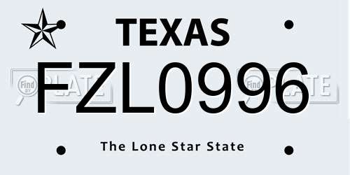 FZL0996 Texas License Plate