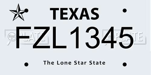 FZL1345 Texas License Plate