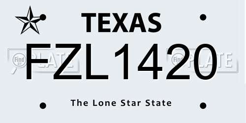 FZL1420 Texas License Plate