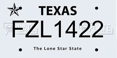 FZL1422 Texas License Plate