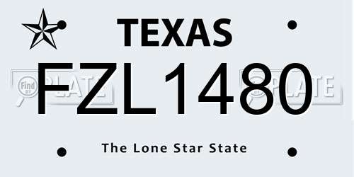 FZL1480 Texas License Plate
