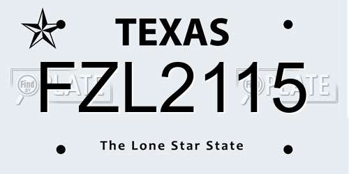 FZL2115 Texas License Plate