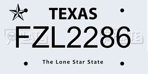 FZL2286 Texas License Plate