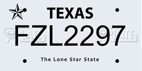 FZL2297 Texas License Plate