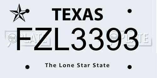 FZL3393 Texas License Plate