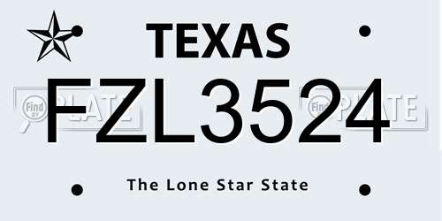 FZL3524 Texas License Plate