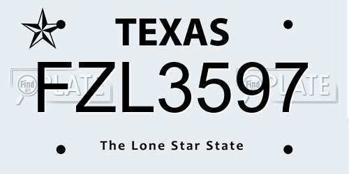 FZL3597 Texas License Plate