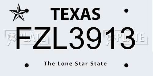 FZL3913 Texas License Plate