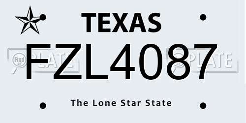FZL4087 Texas License Plate
