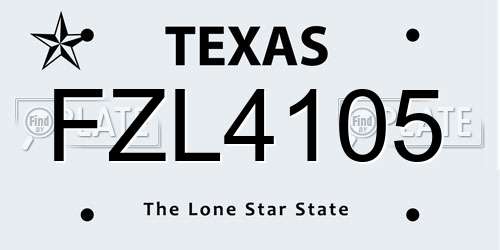 FZL4105 Texas License Plate