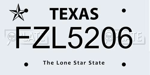 FZL5206 Texas License Plate