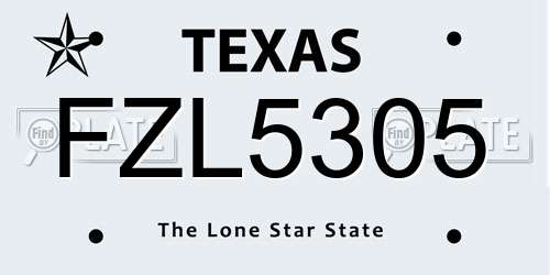 FZL5305 Texas License Plate