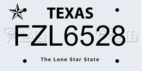 FZL6528 Texas License Plate