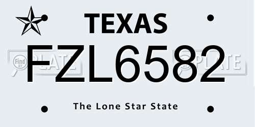 FZL6582 Texas License Plate