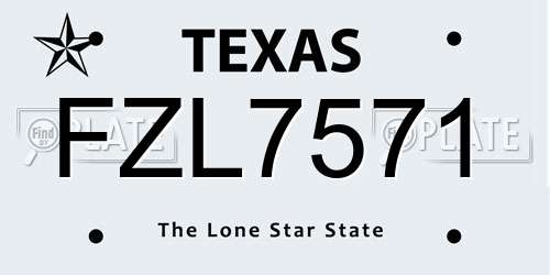 FZL7571 Texas License Plate