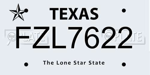FZL7622 Texas License Plate