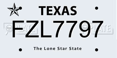 FZL7797 Texas License Plate