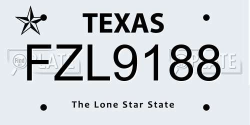 FZL9188 Texas License Plate