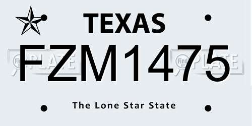 FZM1475 Texas License Plate