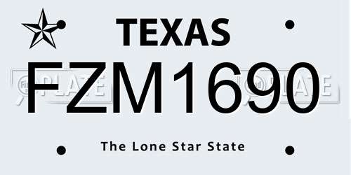 FZM1690 Texas License Plate
