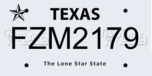 FZM2179 Texas License Plate