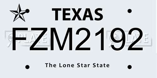 FZM2192 Texas License Plate