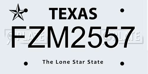 FZM2557 Texas License Plate