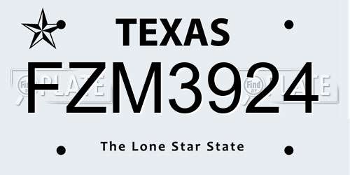 FZM3924 Texas License Plate