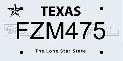 FZM475 Texas License Plate