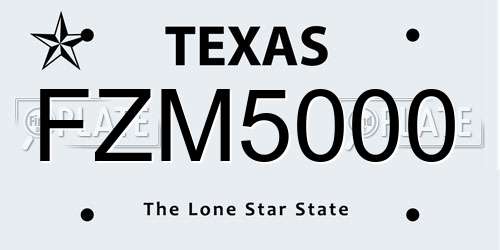 FZM5000 Texas License Plate
