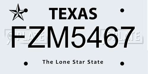 FZM5467 Texas License Plate
