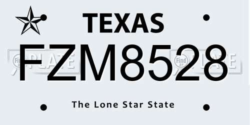 FZM8528 Texas License Plate