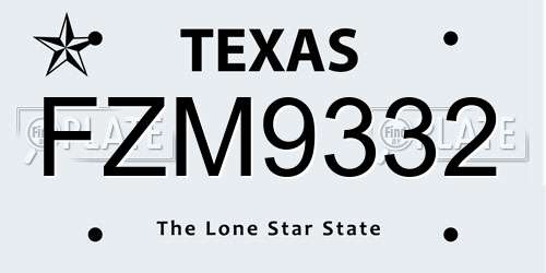 FZM9332 Texas License Plate