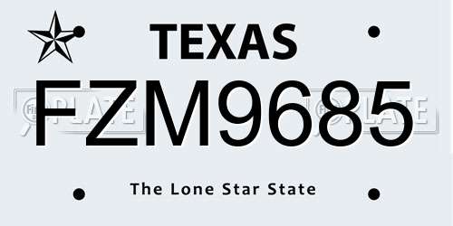 FZM9685 Texas License Plate