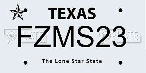 FZMS23 Texas License Plate