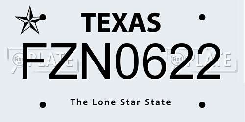 FZN0622 Texas License Plate