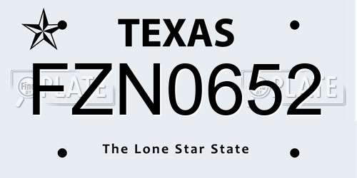 FZN0652 Texas License Plate