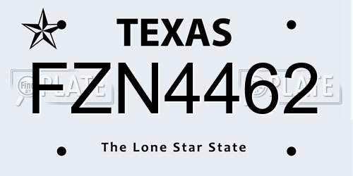 FZN4462 Texas License Plate