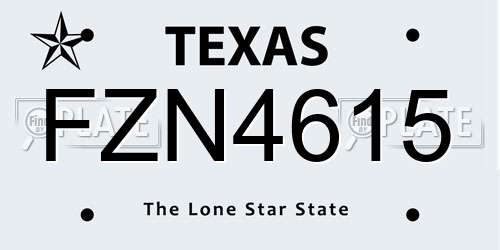 FZN4615 Texas License Plate