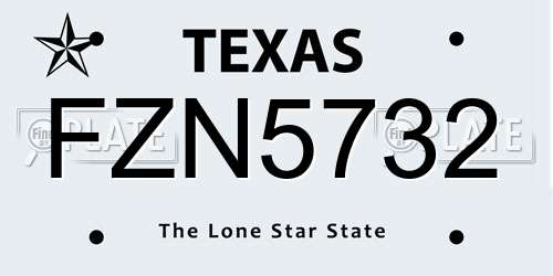 FZN5732 Texas License Plate