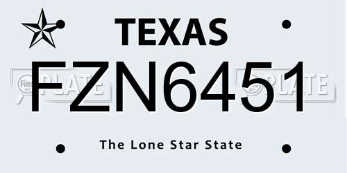 FZN6451 Texas License Plate