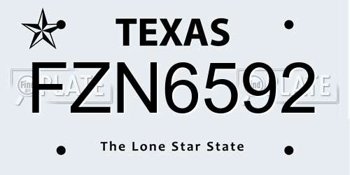 FZN6592 Texas License Plate