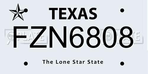 FZN6808 Texas License Plate