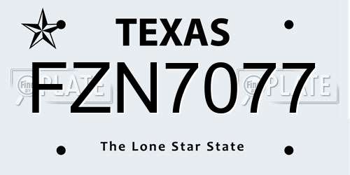 FZN7077 Texas License Plate