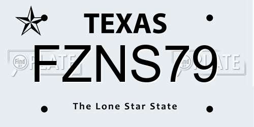 FZNS79 Texas License Plate