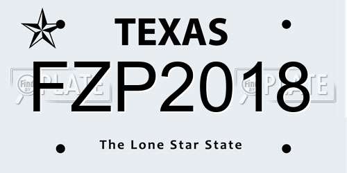 FZP2018 Texas License Plate