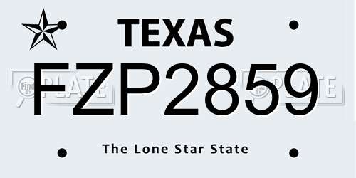 FZP2859 Texas License Plate