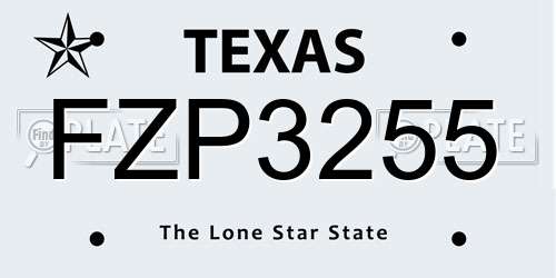 FZP3255 Texas License Plate