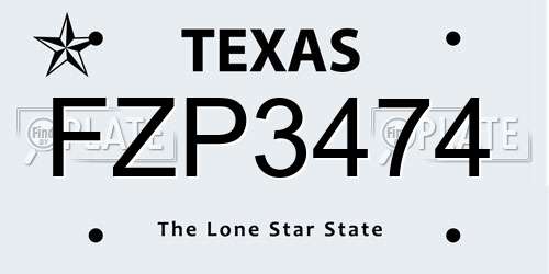 FZP3474 Texas License Plate